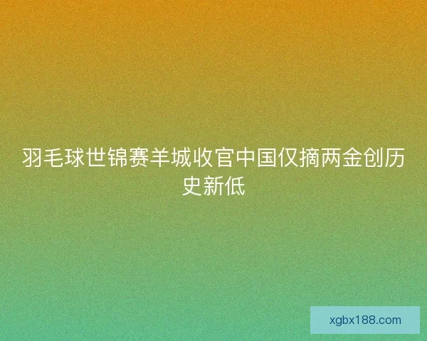 羽毛球世锦赛羊城收官中国仅摘两金创历史新低